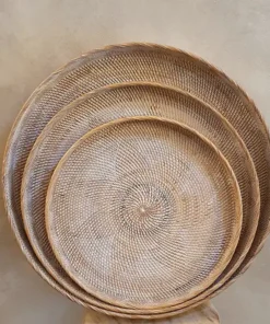 Rotan dienblad Whitewash